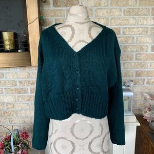 Elevator Disco green cropped cardigan sweater size S NWT!